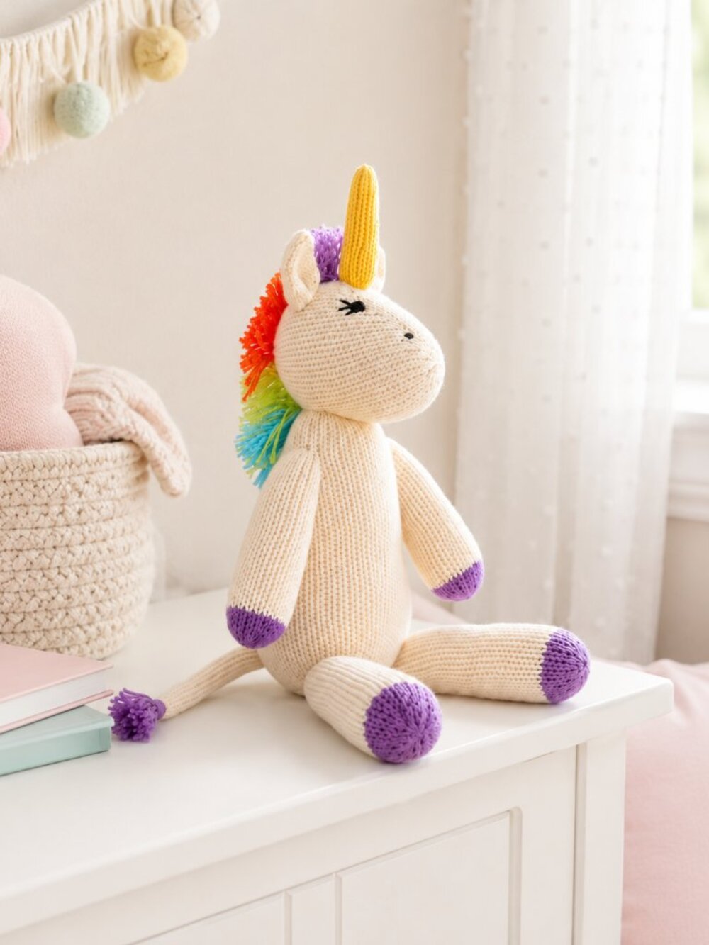Melange Collection Handmade Fair Trade Knit Unicorn Plush 12.5"